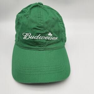 Budweiser‎ Hat Cap Strap Back Green Embroidered Shamrock St Patrick Promo Mens